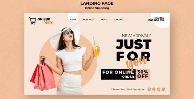 Modern fashion website landing page design